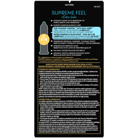 Skyn Supreme Feel Extra Lube Condoms 8pk > Essentials > Condoms