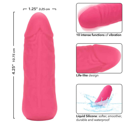 Mini Vibrating Studs Pink Liquid Silicone Vibe 4.25 Inches 10.75 Centimeters BULLETS