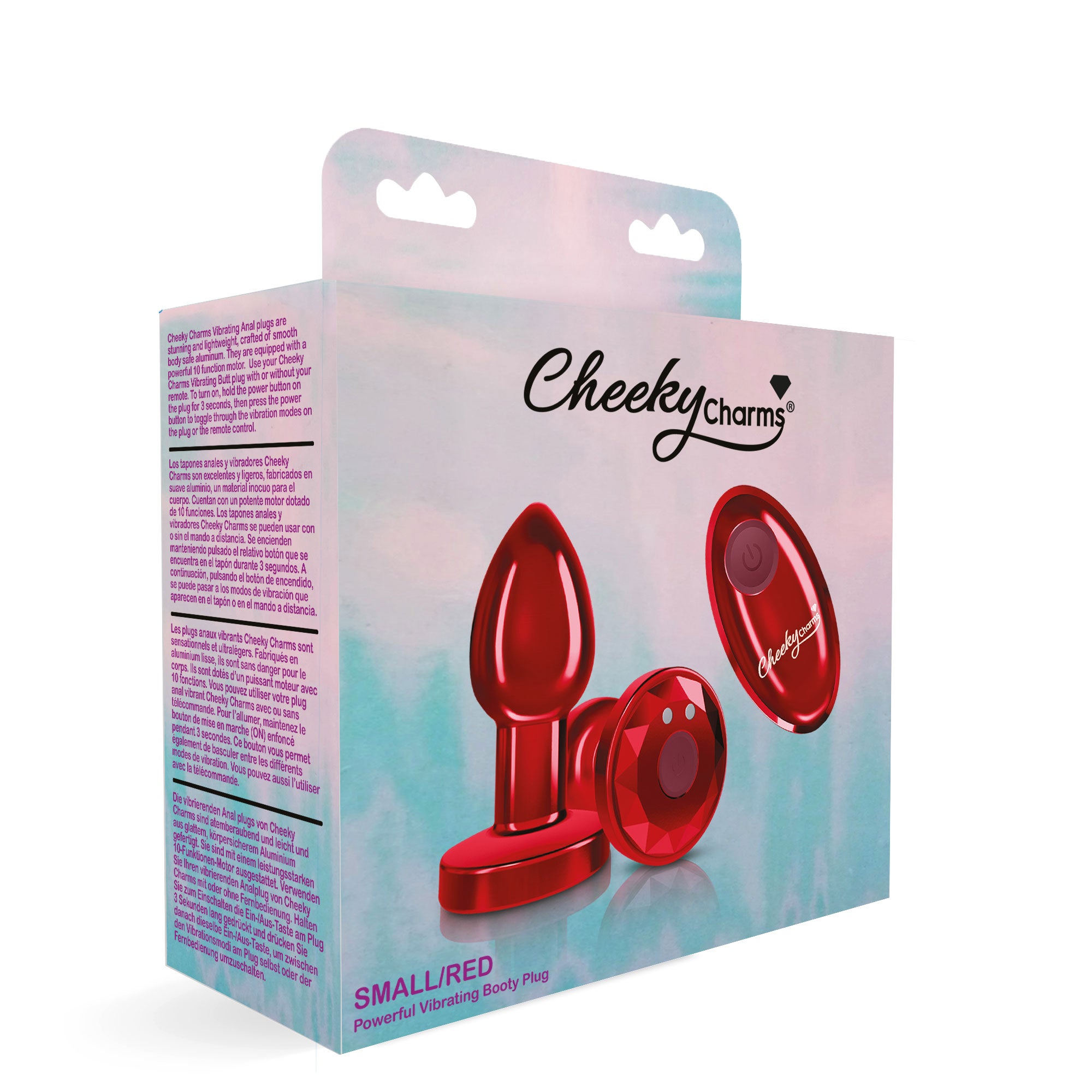 Cheeky Charms Red Rechargeable Vibrating Metal Butt Plug Small Butt Plugs - Vibrating
