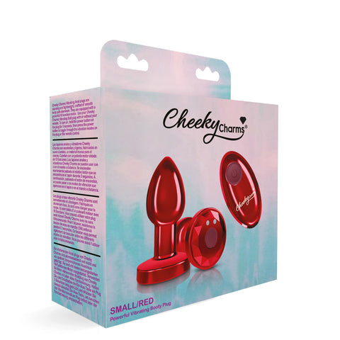 Cheeky Charms Red Rechargeable Vibrating Metal Butt Plug Small Butt Plugs - Vibrating