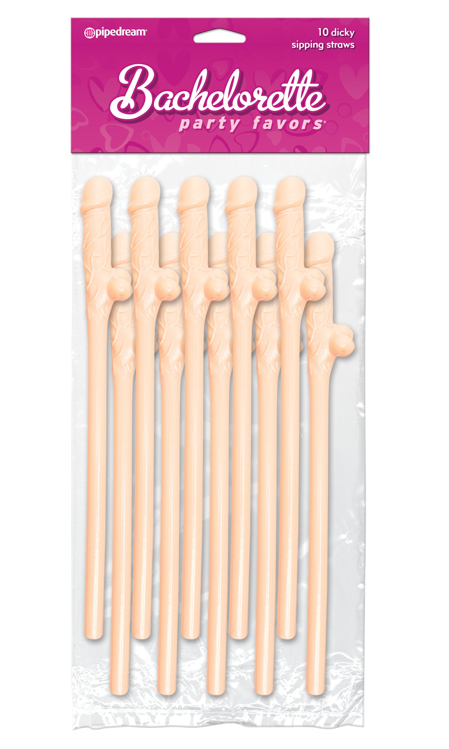 Bachelorette Party Favors Dicky Sipping Straws Set of 10 Beige Bachelor & Bachelorette Items