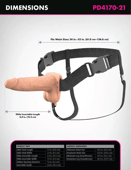 Fantasy X-Tensions Elite (Light) – 6 Inch Vibrating Hollow Silicone Strap-On > Dildos > Strap On Harnesses