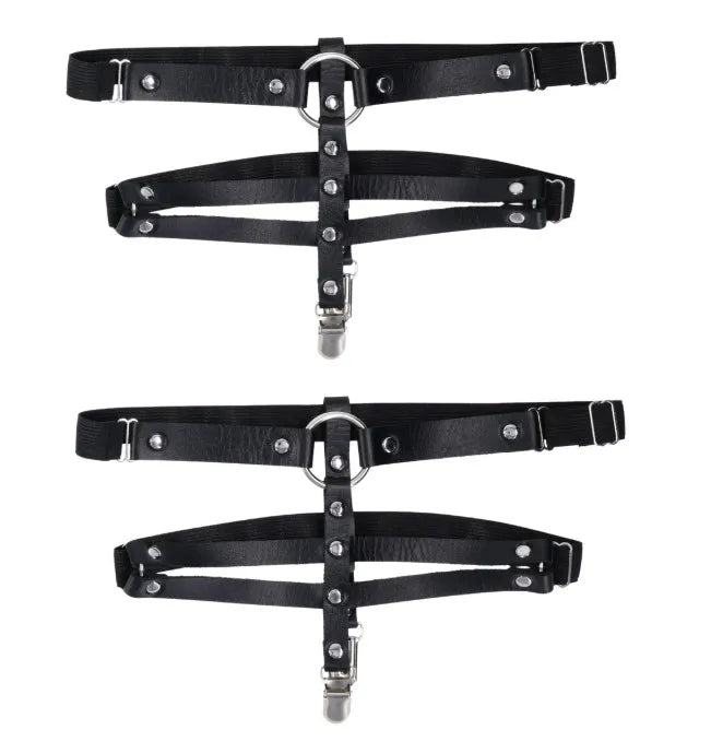 Shadow Garters – Faux Leather Garter Straps with Silver Hardware > Clothes > Hosiery > Garterbelt Sets
