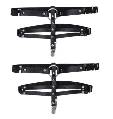 Shadow Garters – Faux Leather Garter Straps with Silver Hardware > Clothes > Hosiery > Garterbelt Sets