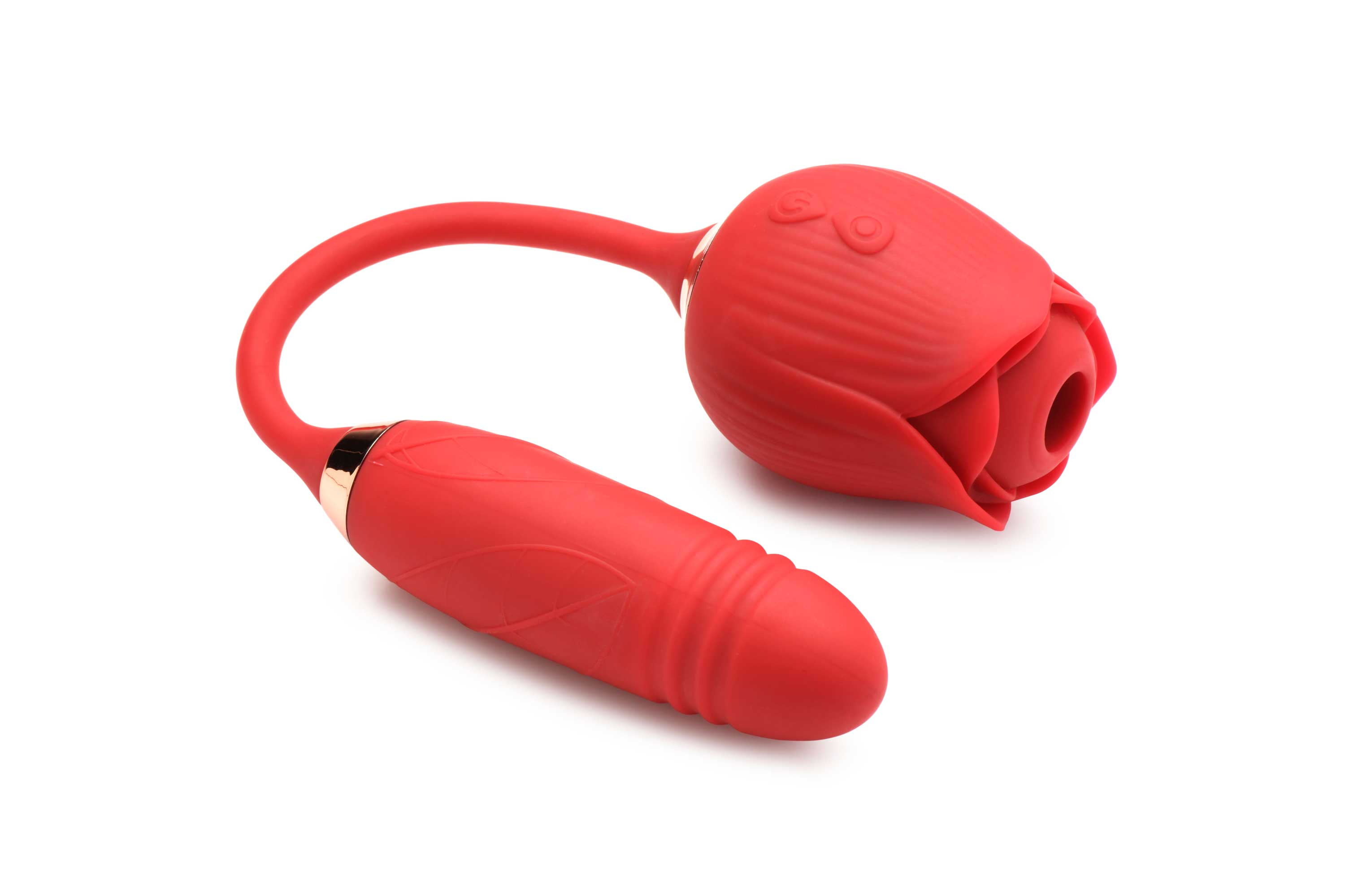 Bloomgasm Romping Rose Thrusting and Suction Vibrator Red Rose Stimulators
