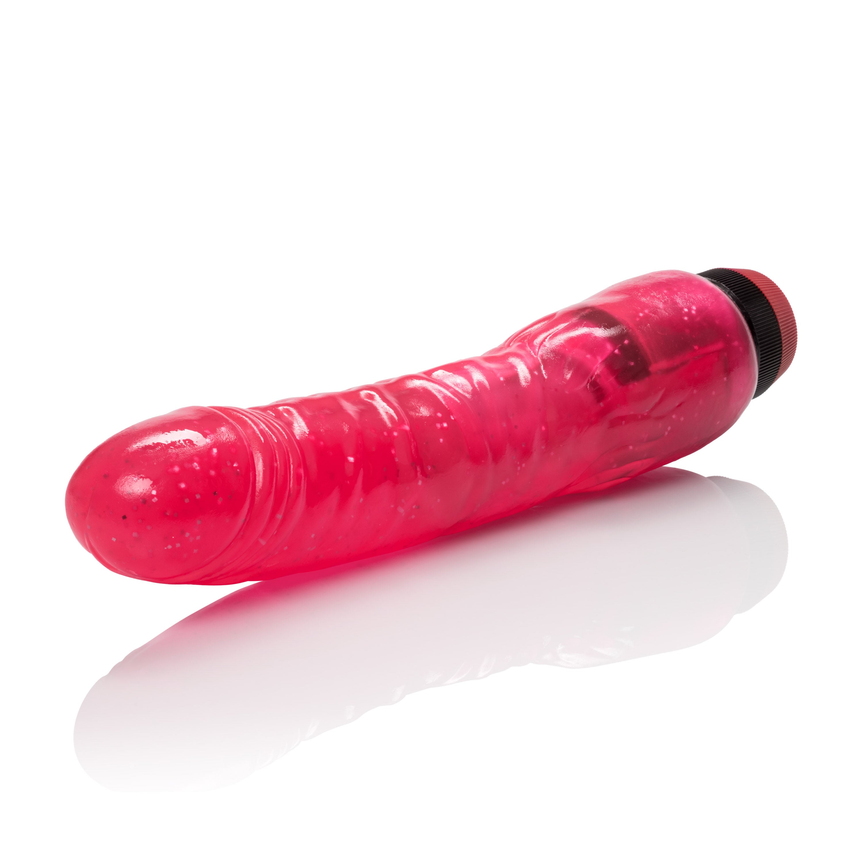 Curved Vibrating Jelly Penis 8.25 Inches Hot Pink Toy Dildos & Dongs