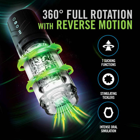 M for Men Whirlwind Pro Black Rechargeable Male Masturbator Strokers - Auto
