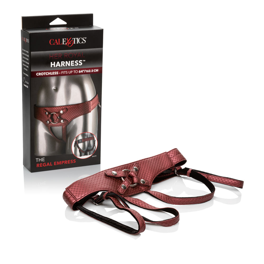 Her Royal Harness Regal Empress Red Crotchless Vegan Leather Red > Clothes > Womens Leather
