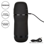 Optimum Power Pulsar Stroker Black Vibrating Masturbator with Suction and Textured Sleeve > Sex Toys For Men > Masturbators Premium