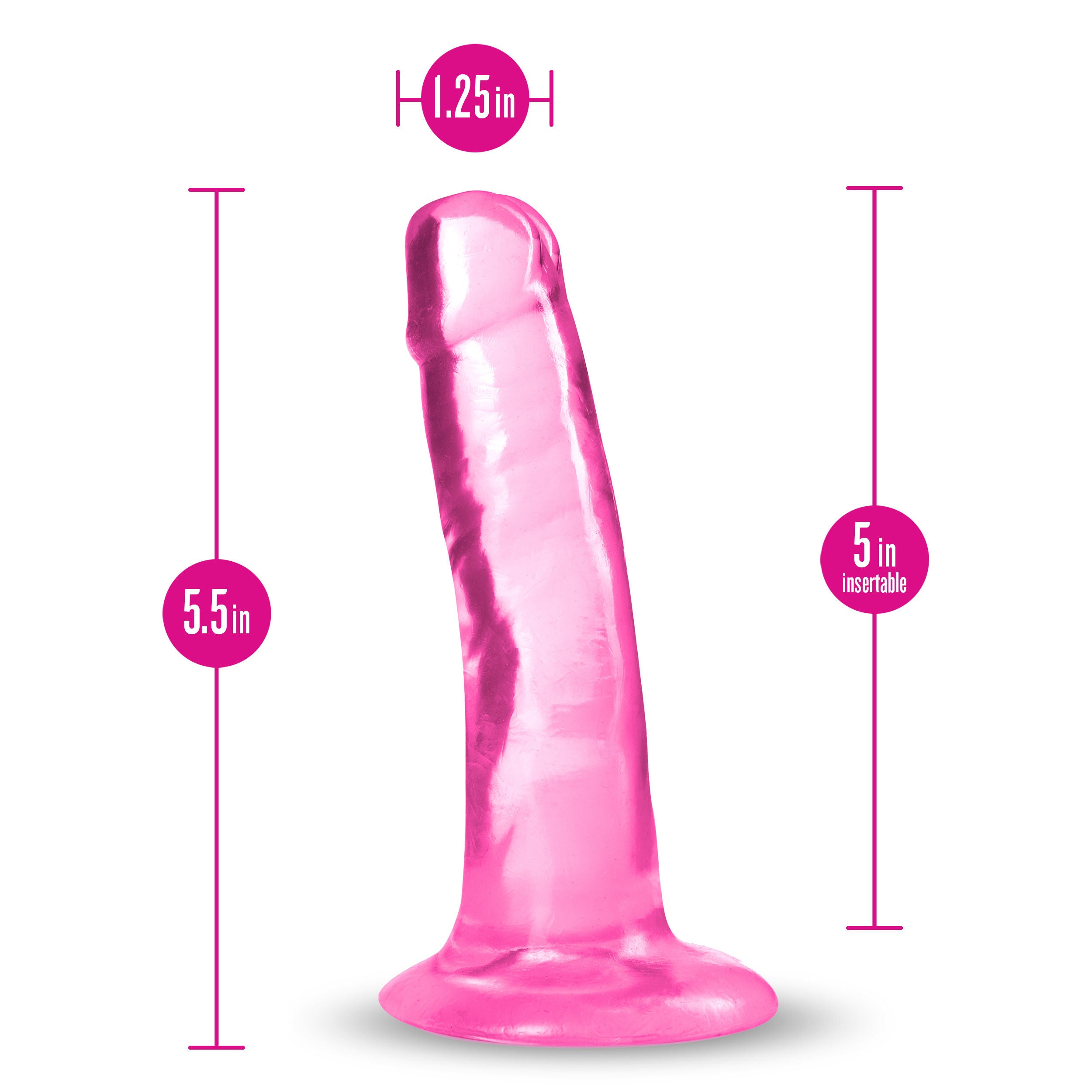B Yours Plus Clear Suction Cup 5" Dildo Soft Realistic Feel > Dildos > Slim Dildos
