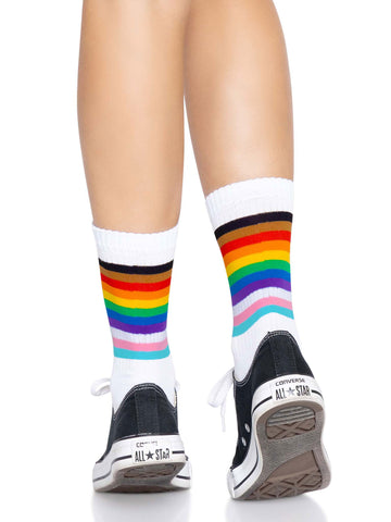 Leg Avenue Pride Rainbow Crew Socks One Size Hosiery