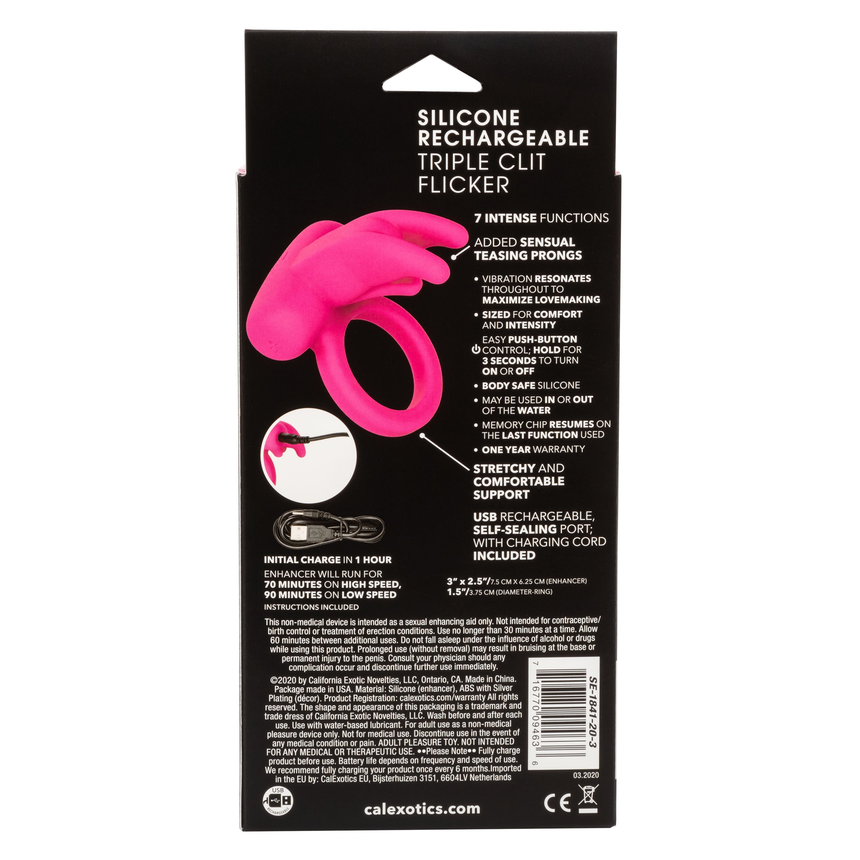 Silicone Rechargeable Triple Clit Flicker Vibrating Ring Cock Rings Vibrating