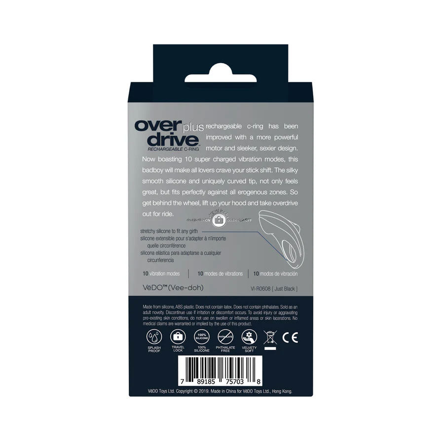 Overdrive Plus Cock Ring Black > Cock Ring > Vibrating
