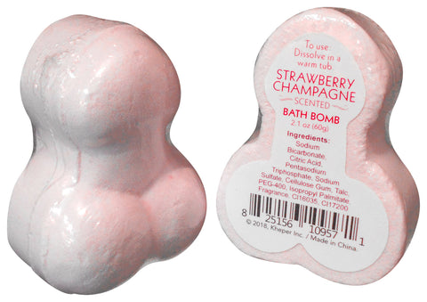 Naughty Strawberry Champagne Scented Bath Bomb for Adults Pink Bath & Body