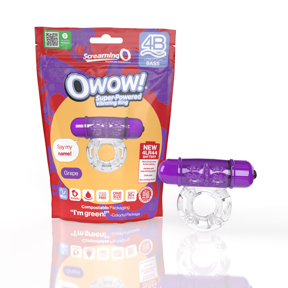 Screaming O 4B OWow Vibrating Ring – Body-Safe SEBS Material Vibrating Ring > Cock Ring > Vibrating