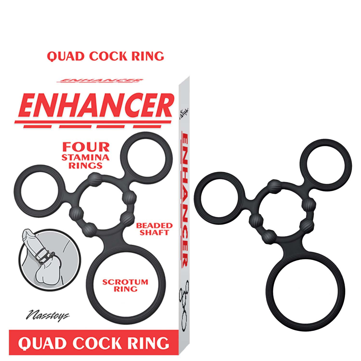 Nasstoys Enhancer Quad Black Cock Ring Set for Enhanced Pleasure Black COCK RING Set