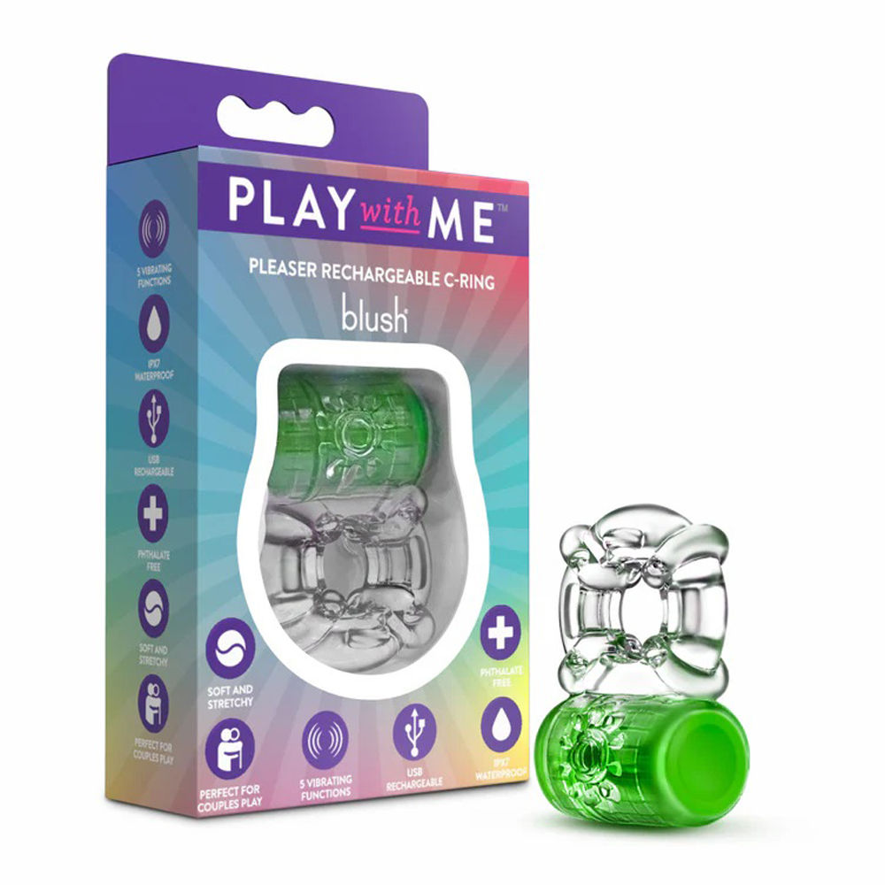 Play With Me Pleaser (Neon Green) – C-Ring Green > Cock Ring > Vibrating