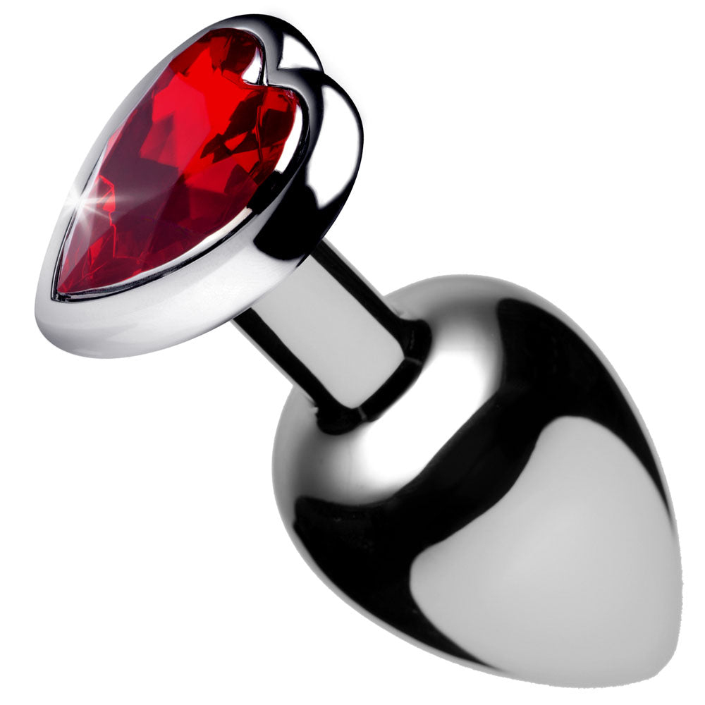 Red Heart Small 2.8 Inch Stainless Steel Butt Plug with Jeweled Base > Anal Range > Jewel Butt Plugs
