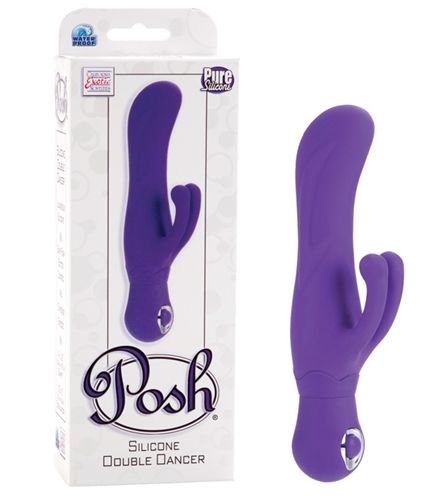 Posh Blue Silicone Thumper Dual Massager with 3 Speeds Purple VIBRATORS-RABBIT