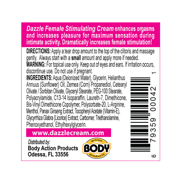 Dazzle Female Stimulating Cream for Enhanced Pleasure 0.5 Oz Enhancers Female