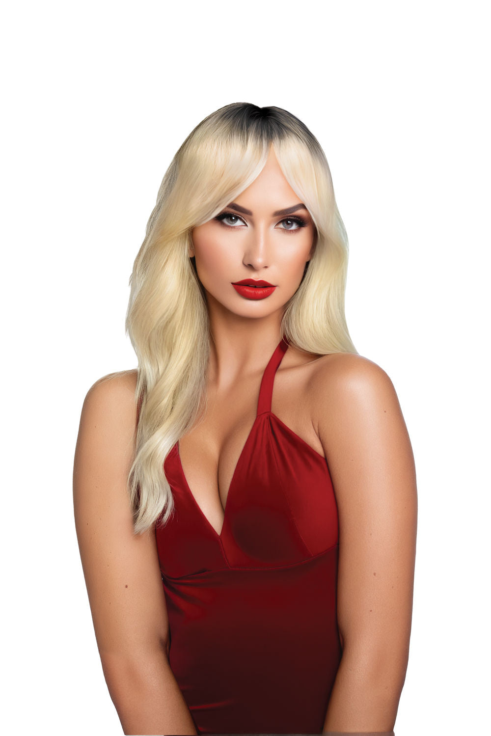 Margot Premium Stylable Blonde Black Wig With Soft Waves Wigs