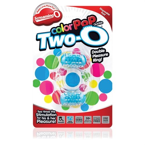 Two-O Blue Dual Vibrating Pleasure Ring for Couples Play Cock Rings Vibrating