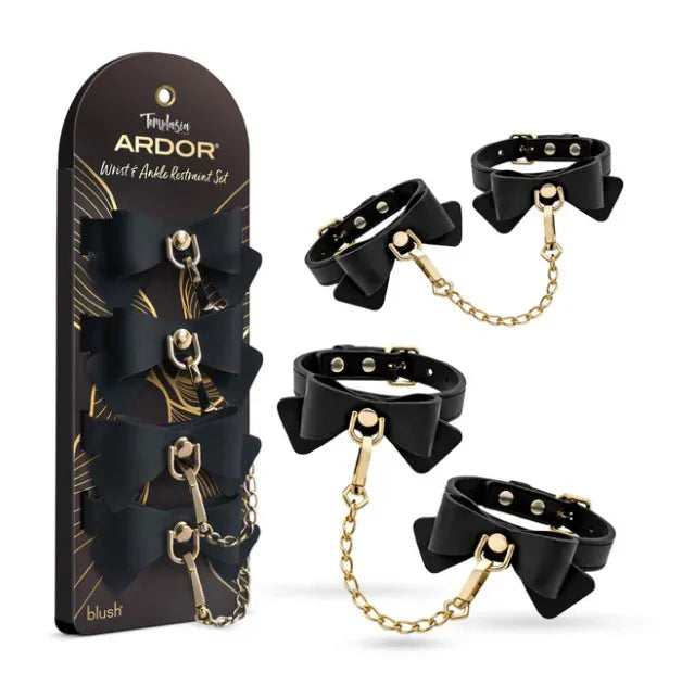 Temptasia Ardor Wrist and Ankle Restraints – Body-Safe Silicone Restraint Set Black > Bondage Gear > Restraints