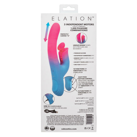 Elation Thrusting Dual Stimulator Rabbit Style Vibrator Toy Multi VIBRATORS-RABBIT-MULTI