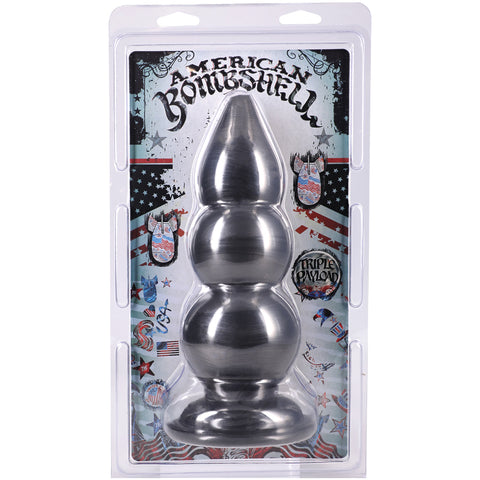 American Bombshell Triple Payload – 7.75 Inch Rippled Butt Plug Gray > Anal Range > Oversized Anal Toys