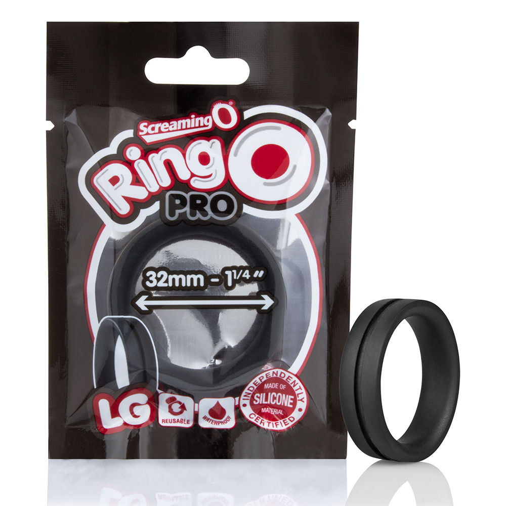 RingO Pro Large Black Silicone Erection Enhancement Ring Black COCK RINGS