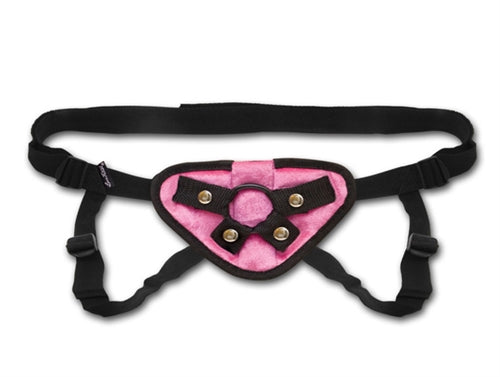 Lux Fetish Pink Velvet Strap-On Harness – Vibrating Harness > Dildos > Strap On Harnesses