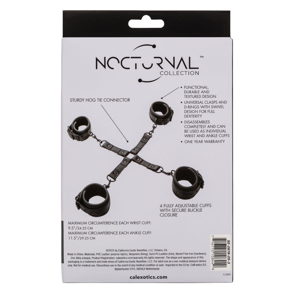 Nocturnal Collection Adjustable Hog Tie Restraint Set Black Restraints