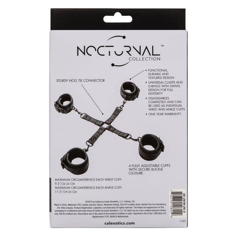 Nocturnal Collection Adjustable Hog Tie Restraint Set Black Restraints