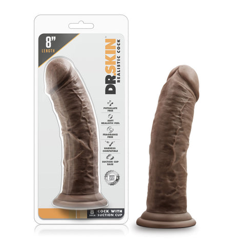 Dr Skin 8 Inch Realistic Dildo with Suction Cup Chocolate Dongs Realistic