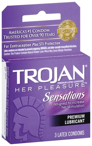 Trojan Her Pleasure Sensations Lubricated Condoms - 3 Pack > Essentials > Condoms
