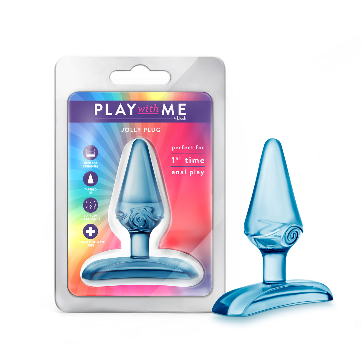 Blush Jolly Plug Blue 2.75 Inch Petite Beginner Anal Toy Comfortable Design > Anal Range > Butt Plugs