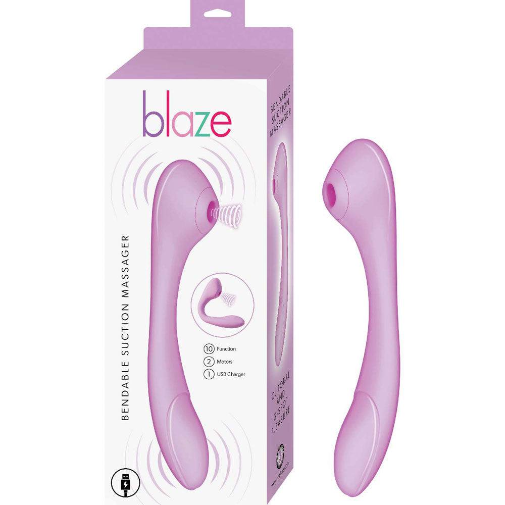 Blaze Bendable Suction Massager Lavender Wireless Vibrator Suction Stimulator