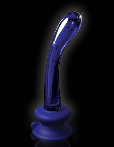 Icicles Blue Glass Massager with Silicone Suction Cup DONGS Glass