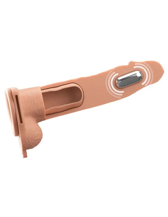 Fantasy X-Tensions Elite (Beige/Brown) – Vibrating Hollow Silicone Strap-On 8 Inch > Dildos > Strap On Harnesses