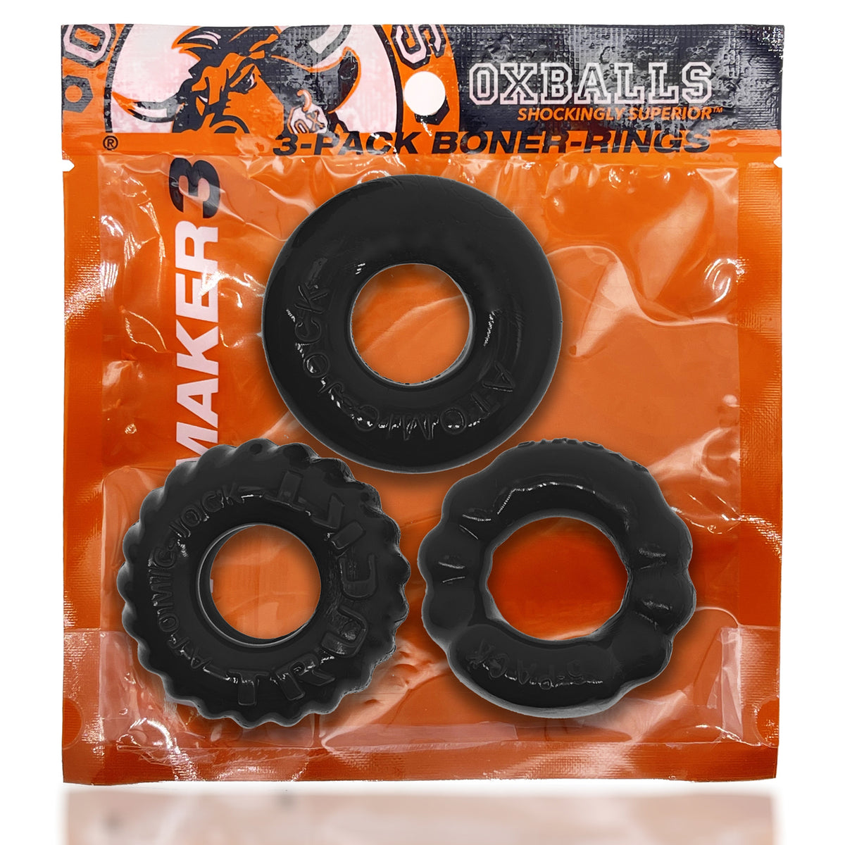 Bonemaker Three Piece Cockring Set (Black) – Ultra-Soft Stretchy Cockring Set > Cock Ring > Sets
