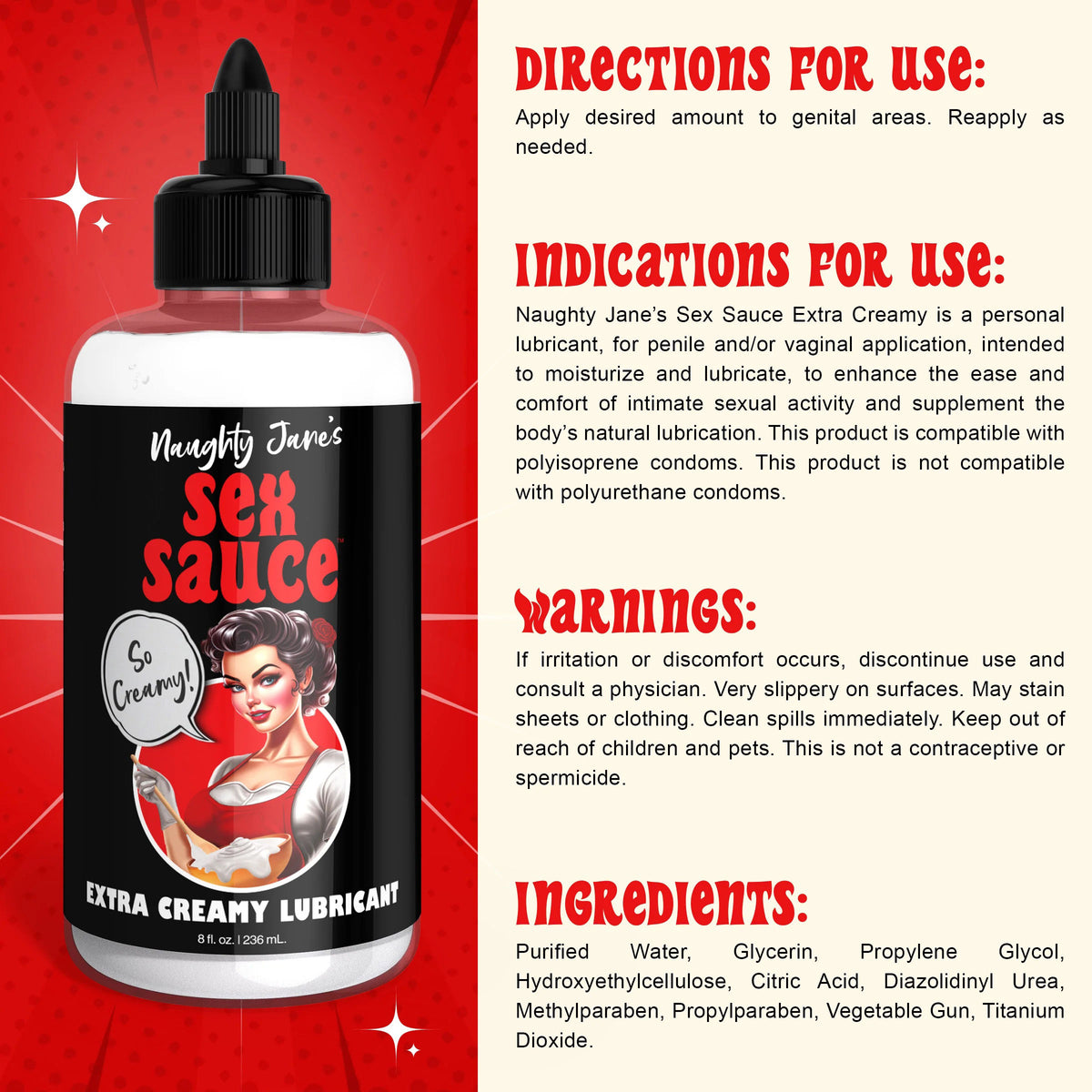 Naughty Jane's Extra Creamy 8 Oz Water Based Lubricant > Lube > Water Based