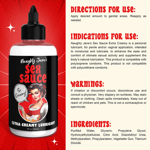 Naughty Jane's Extra Creamy 8 Oz Water Based Lubricant Water Based Lube