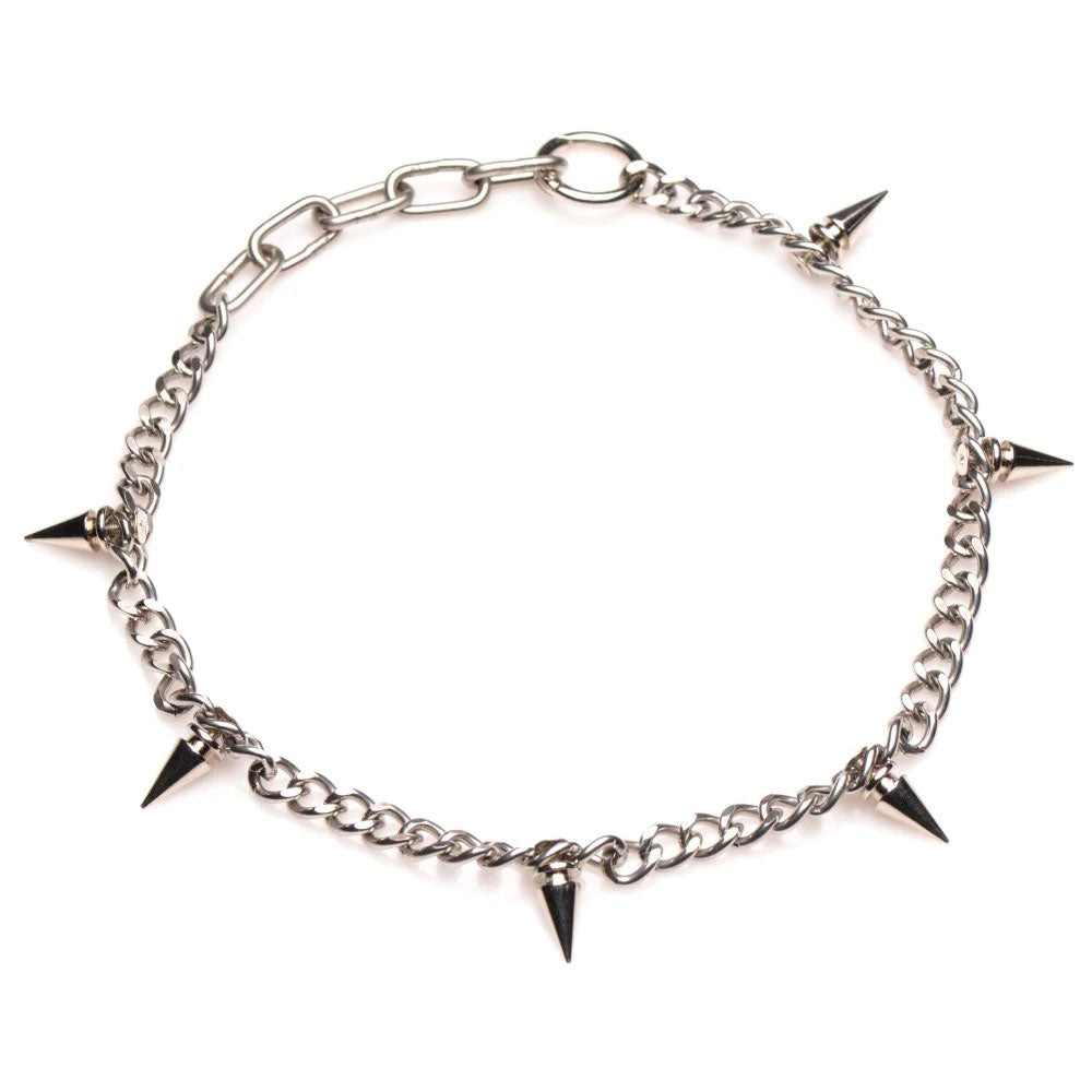 Silver Punk Spiked Necklace Stainless Steel Edgy Jewelry Accessory Body Jewelry (Non Piercing)