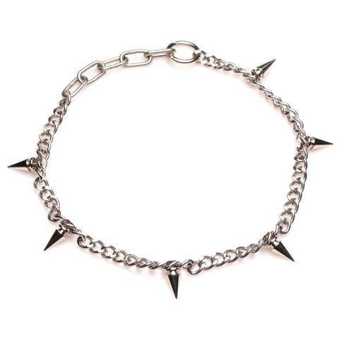 Silver Punk Spiked Necklace Stainless Steel Edgy Jewelry Accessory Body Jewelry (Non Piercing)