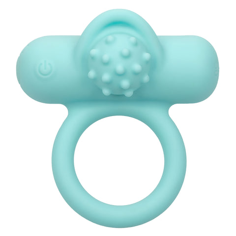 Silicone Rechargeable Nubby Lover’s Delight Ring in Aqua Blue with 12 Intense Vibration Functions Cock Rings Vibrating