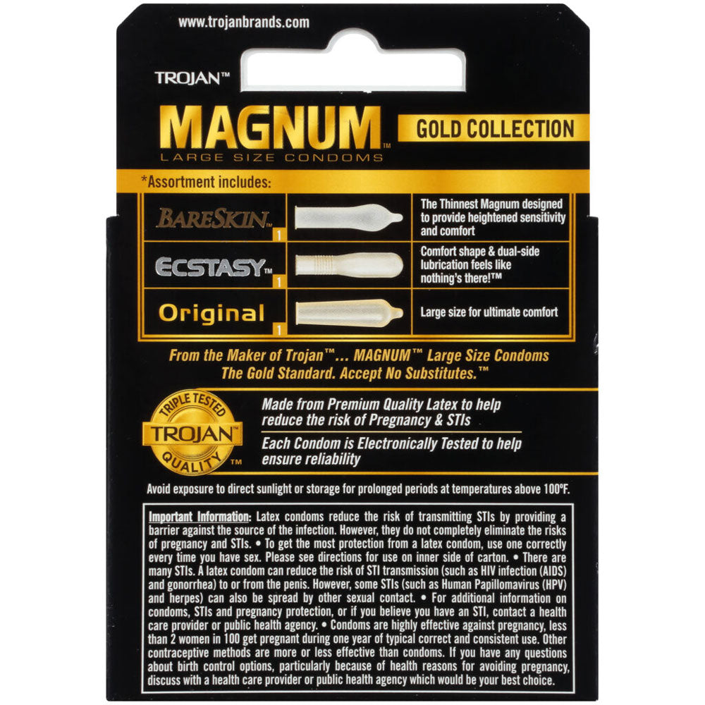 Trojan Magnum Large Size Gold Collection Condoms - 3 Pack > Essentials > Condoms