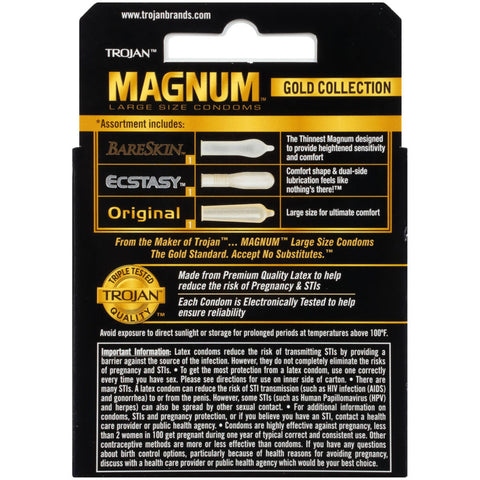 Trojan Magnum Large Size Gold Collection Condoms - 3 Pack > Essentials > Condoms
