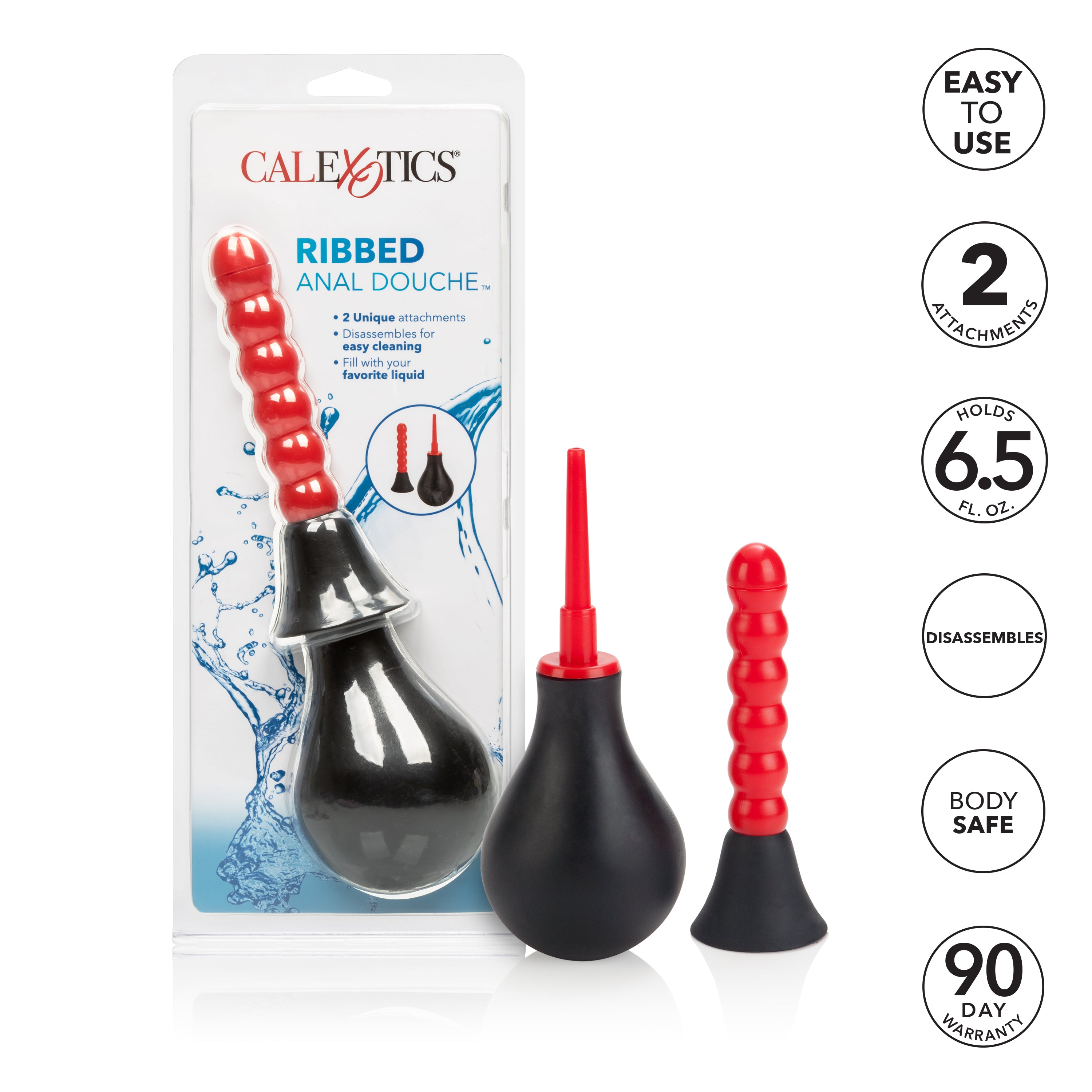 Ribbed Anal Douche Enema Kit with Squeeze Bulb and Pleasure Probe Douches