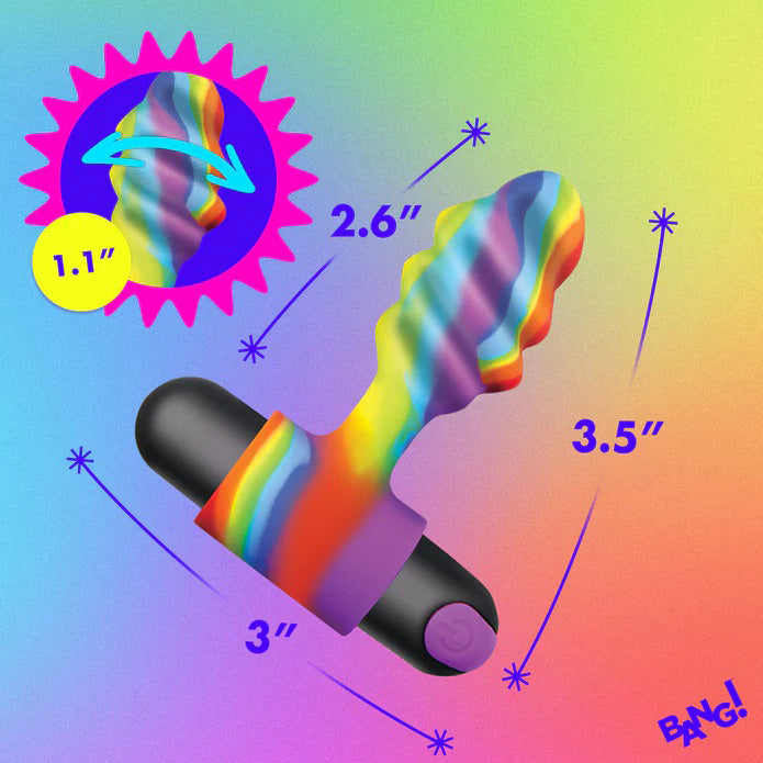Bang Vibrating Rainbow Butt Plug with Rechargeable Bullet and Remote Control Butt Plugs - Vibrating