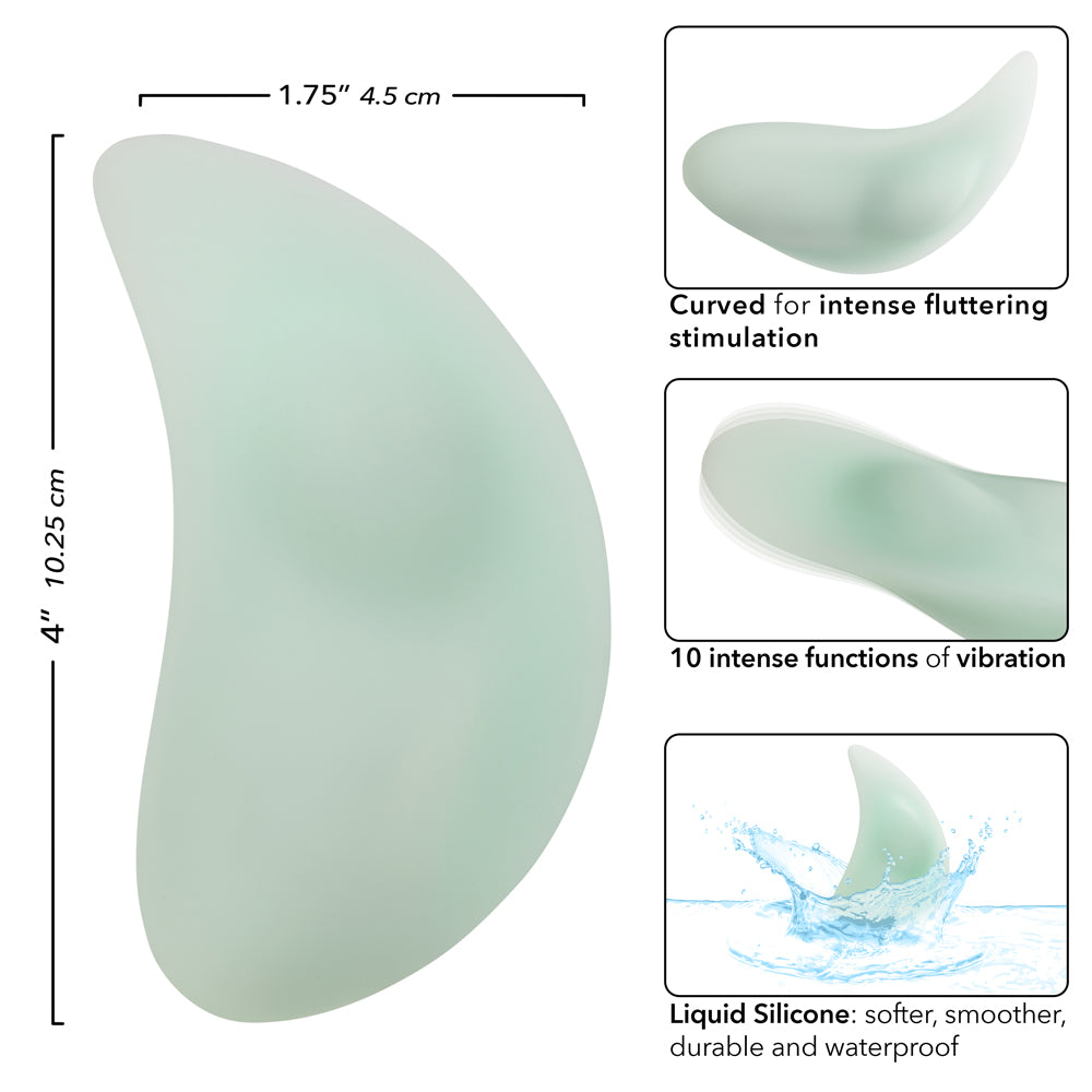 Pacifica™ Bali Curved Teaser in Mint Green Liquid Silicone with 10 Intense Functions, USB Rechargeable and Waterproof IPX7 Vibrators